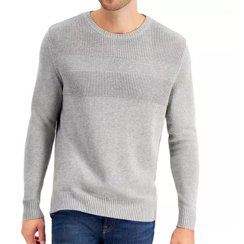 Club Room Grey Textured Cotton Sweater Size XL